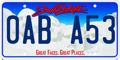 SD license plate 0ABA53