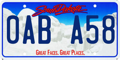 SD license plate 0ABA58