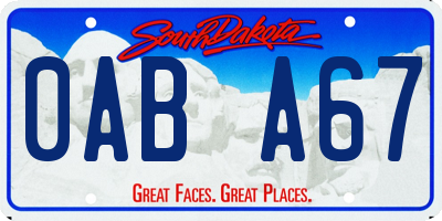 SD license plate 0ABA67