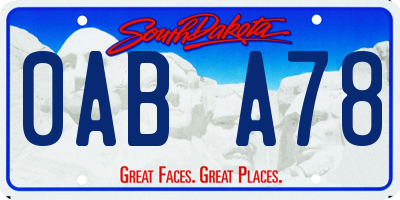 SD license plate 0ABA78