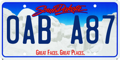 SD license plate 0ABA87