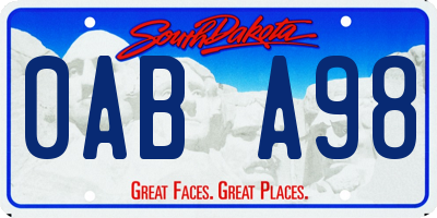 SD license plate 0ABA98