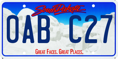 SD license plate 0ABC27