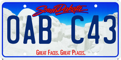 SD license plate 0ABC43