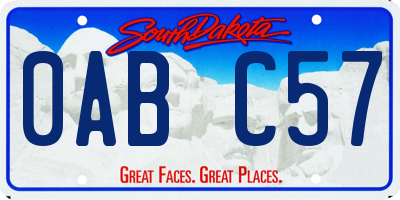 SD license plate 0ABC57