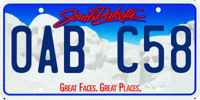 SD license plate 0ABC58