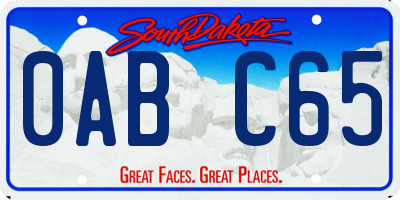 SD license plate 0ABC65