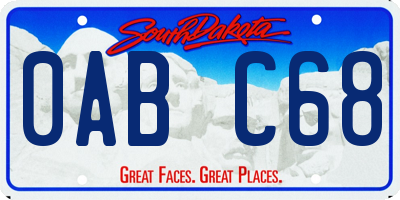 SD license plate 0ABC68