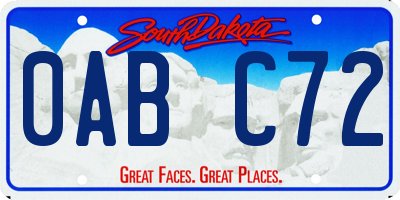 SD license plate 0ABC72