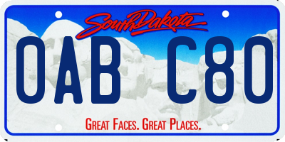 SD license plate 0ABC80