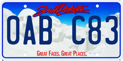 SD license plate 0ABC83