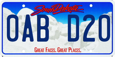 SD license plate 0ABD20