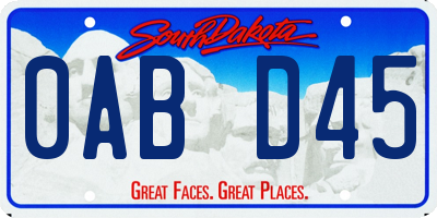 SD license plate 0ABD45