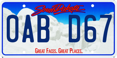 SD license plate 0ABD67