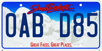 SD license plate 0ABD85