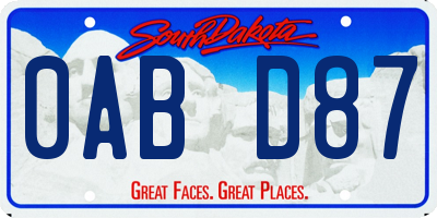 SD license plate 0ABD87