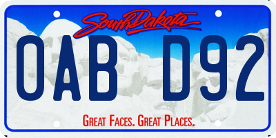 SD license plate 0ABD92