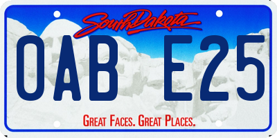 SD license plate 0ABE25