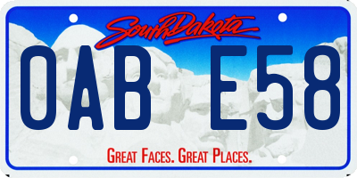 SD license plate 0ABE58