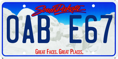 SD license plate 0ABE67