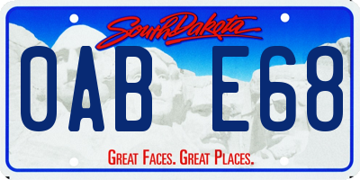 SD license plate 0ABE68