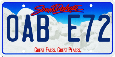 SD license plate 0ABE72