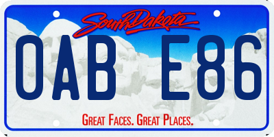 SD license plate 0ABE86