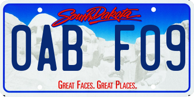 SD license plate 0ABF09