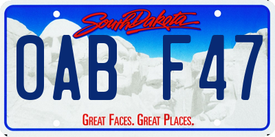 SD license plate 0ABF47