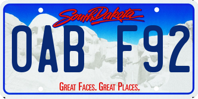 SD license plate 0ABF92