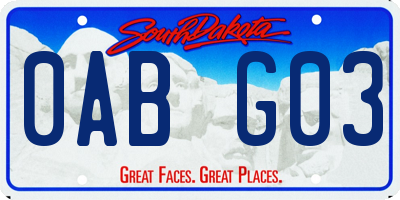 SD license plate 0ABG03