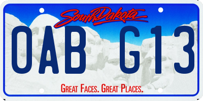 SD license plate 0ABG13