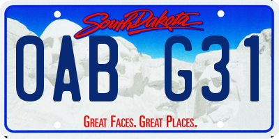 SD license plate 0ABG31