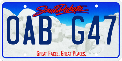 SD license plate 0ABG47
