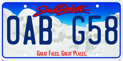 SD license plate 0ABG58