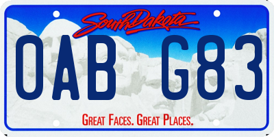SD license plate 0ABG83