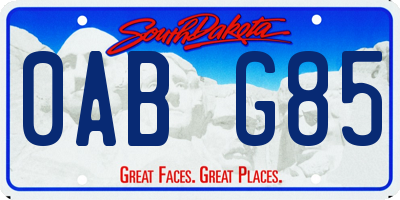 SD license plate 0ABG85