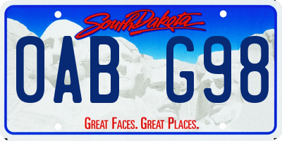 SD license plate 0ABG98