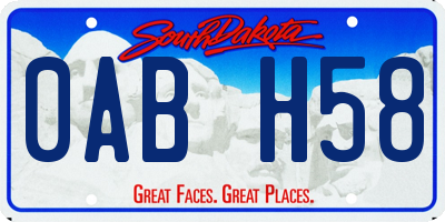 SD license plate 0ABH58