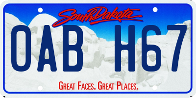 SD license plate 0ABH67