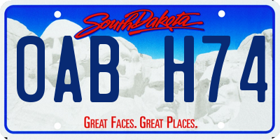SD license plate 0ABH74