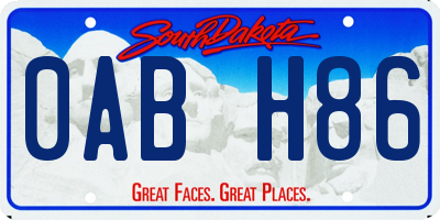 SD license plate 0ABH86