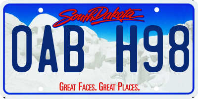 SD license plate 0ABH98