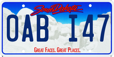 SD license plate 0ABI47