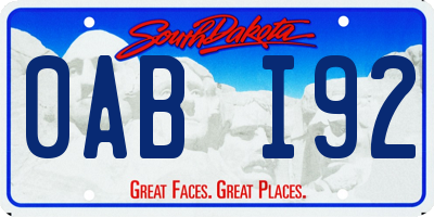 SD license plate 0ABI92