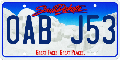 SD license plate 0ABJ53