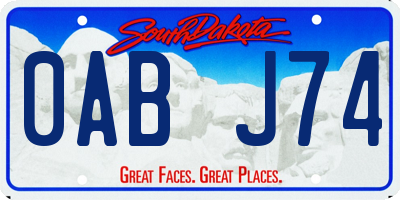 SD license plate 0ABJ74