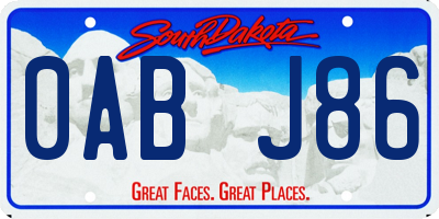 SD license plate 0ABJ86