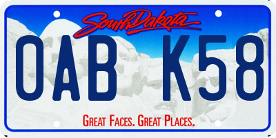 SD license plate 0ABK58