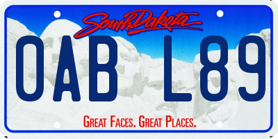 SD license plate 0ABL89